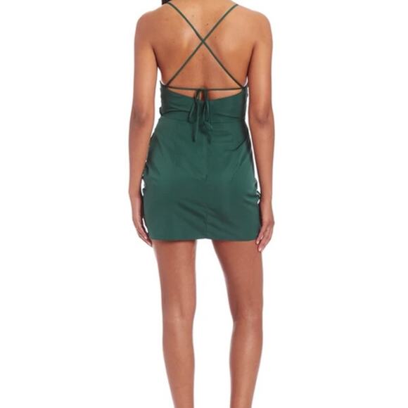 Amanda Uprichard Laconia Cypress Green Strappy Back Ruched Mini Dress Medium - Picture 10 of 10